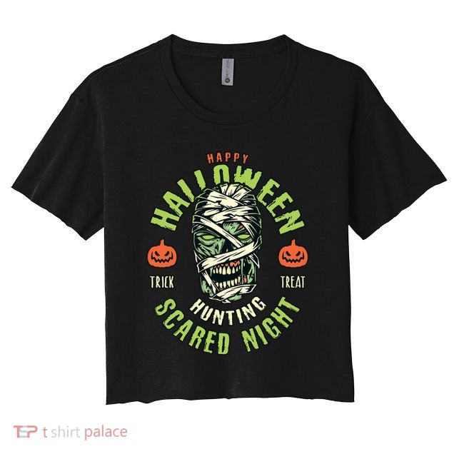 Happy Halloween Scared Night Mummy Crop Top