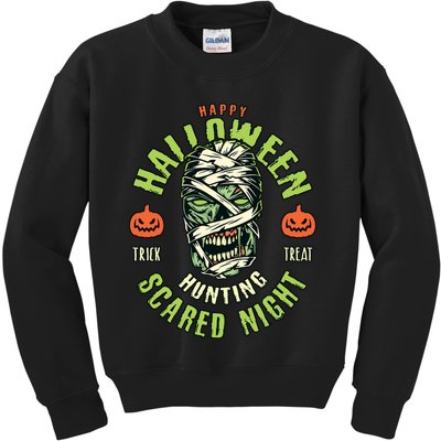 Happy Halloween Scared Night Mummy Kids Sweatshirt