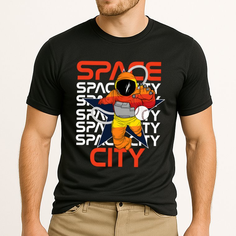 Town Houston Space City Vintage Baseball Astronaut Cooling Performance Crew T-Shirt