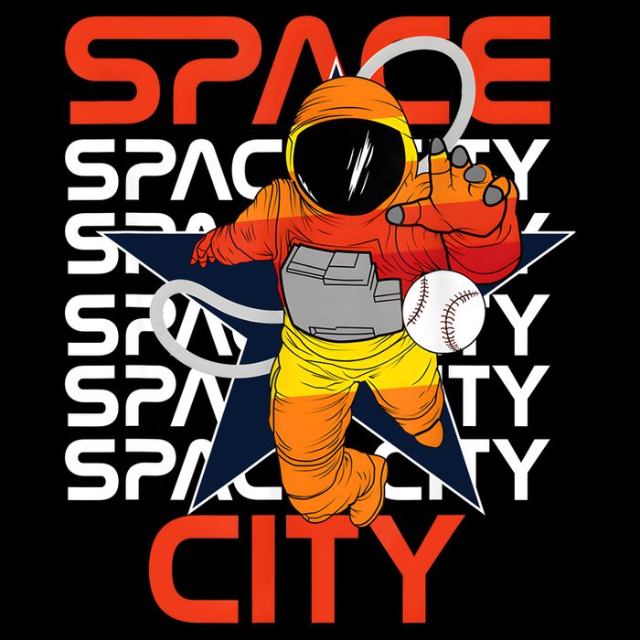 Town Houston Space City Vintage Baseball Astronaut Cooling Performance Crew T-Shirt