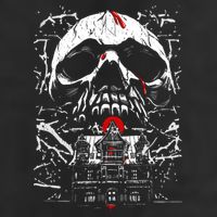 Haunted House Skull 7 Panel Mesh Trucker Snapback Hat