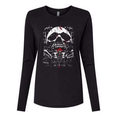 Haunted House Skull Womens Cotton Relaxed Long Sleeve T-Shirt