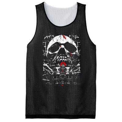 Haunted House Skull Mesh Reversible Basketball Jersey Tank