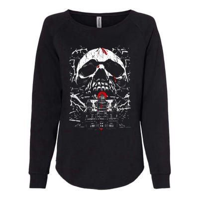 Haunted House Skull Womens California Wash Sweatshirt