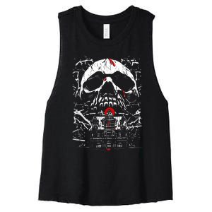 Haunted House Skull Women's Racerback Cropped Tank