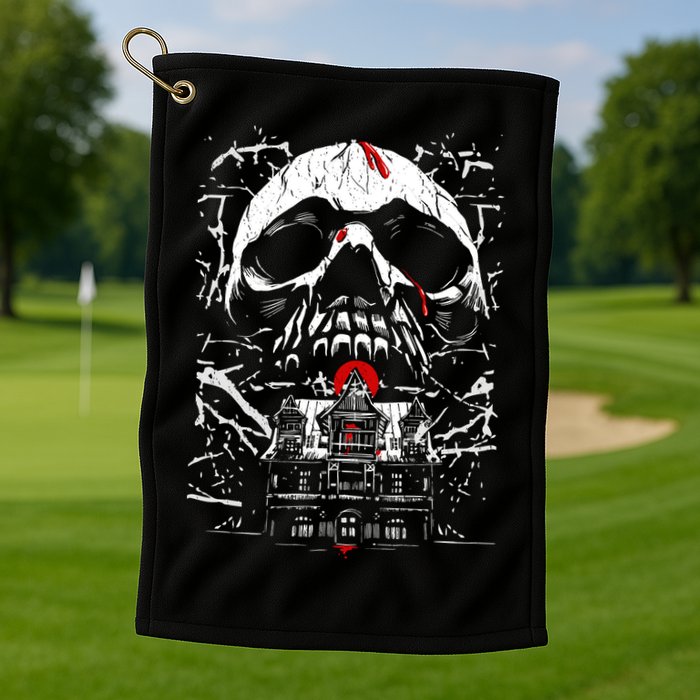 Haunted House Skull Golf Towel