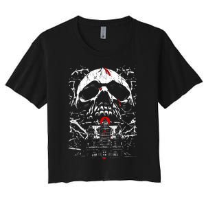 Haunted House Skull Women's Crop Top Tee