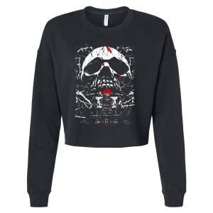 Haunted House Skull Cropped Pullover Crew