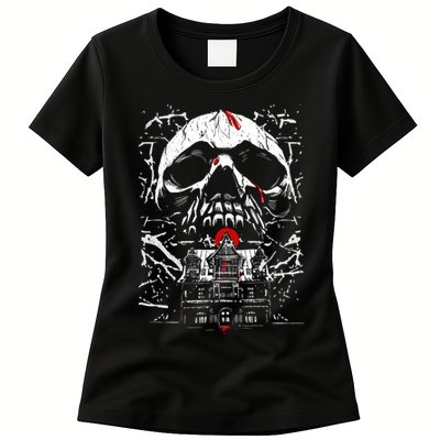 Haunted House Skull Womens T-Shirt