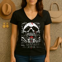 Haunted House Skull Women's V-Neck T-Shirt