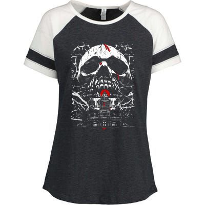 Haunted House Skull Enza Ladies Jersey Colorblock Tee