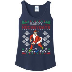 Happy Hockeydays Santa Christmas Ladies Essential Tank