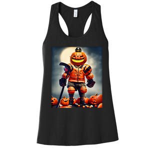 Halloween Hockey Season Pumpkin Player Women's Racerback Tank