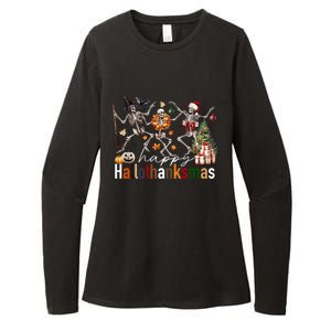 Happy Hallothanksmas Skeleton Gift Womens CVC Long Sleeve Shirt