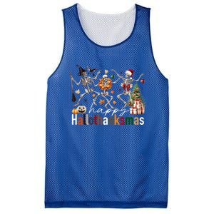 Happy Hallothanksmas Skeleton Gift Mesh Reversible Basketball Jersey Tank