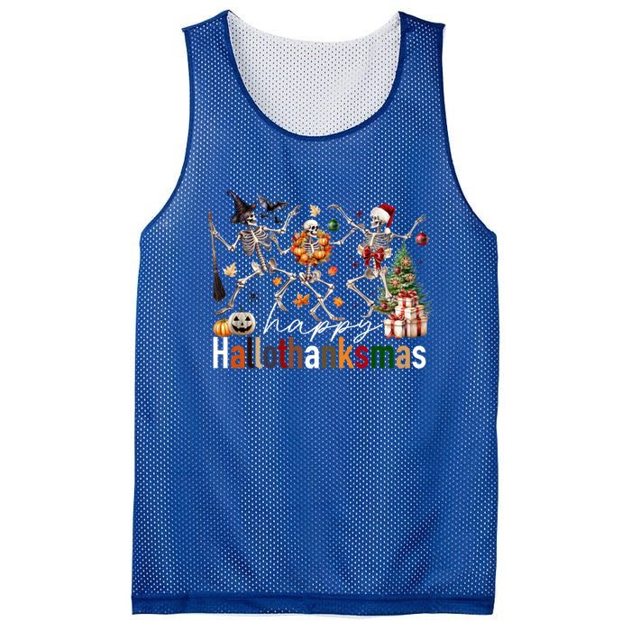 Happy Hallothanksmas Skeleton Gift Mesh Reversible Basketball Jersey Tank