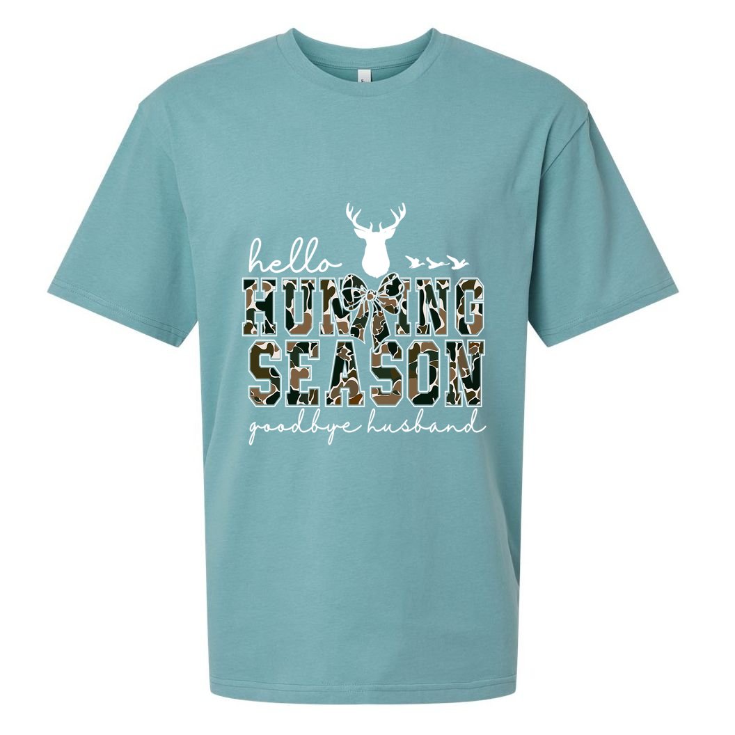 Hello Hunting Season Goodbye Husband Gift Sueded Cloud Jersey T-Shirt