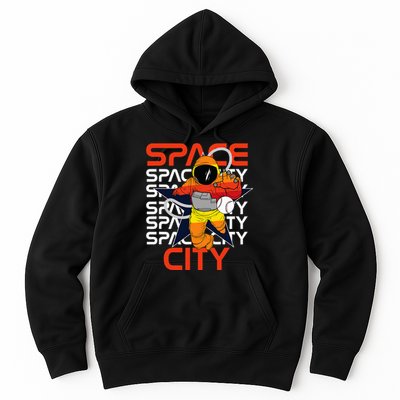 Htown Houston Space City Vintage Baseball Astronaut Hoodie