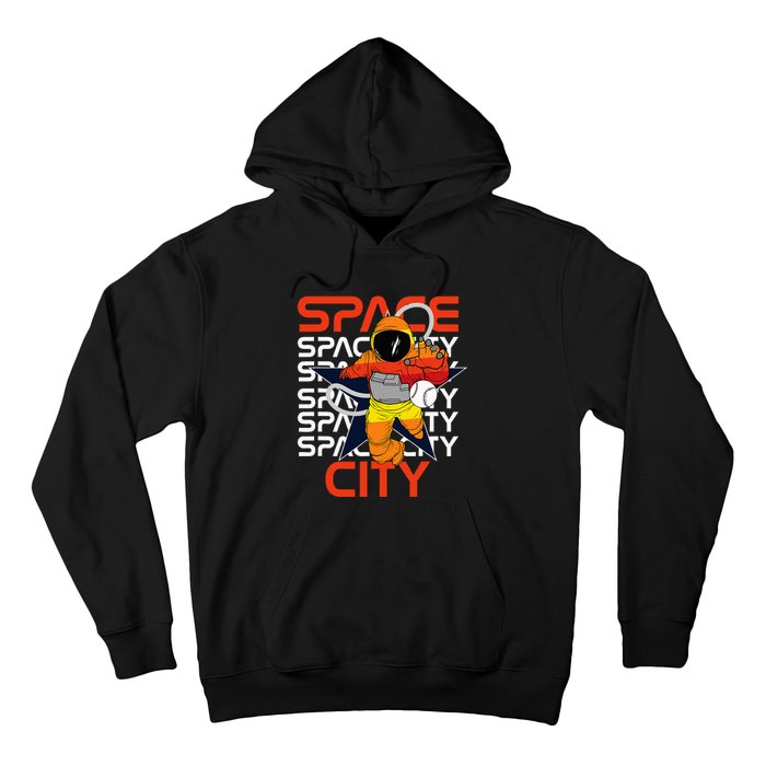 Htown Houston Space City Vintage Baseball Astronaut Hoodie