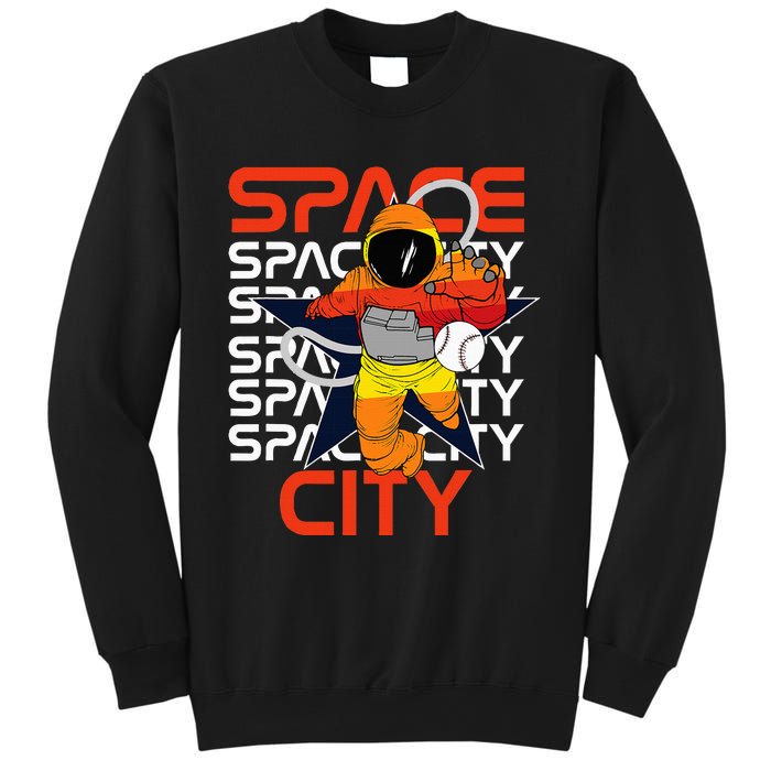 Htown Houston Space City Vintage Baseball Astronaut Sweatshirt