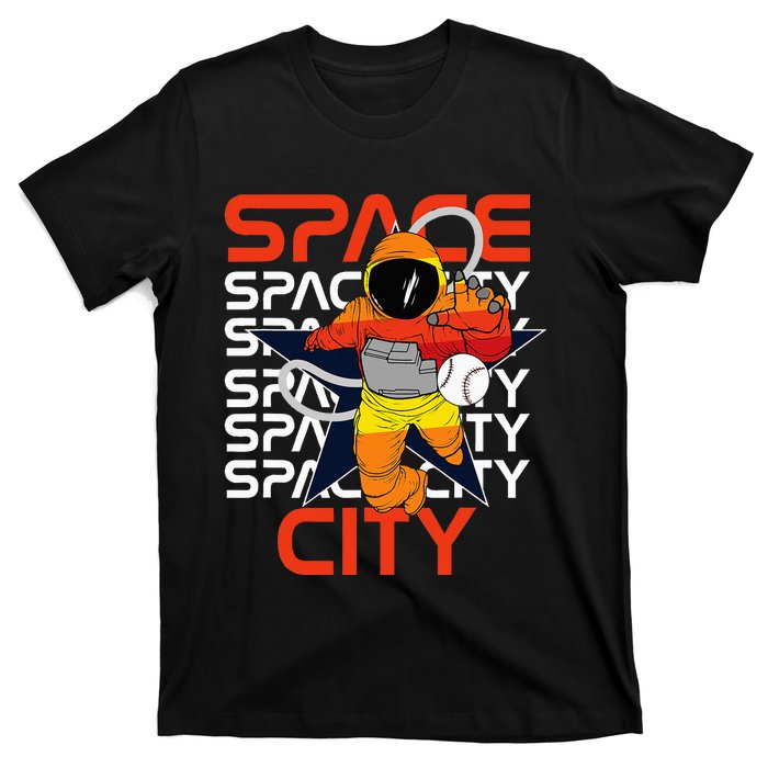 Htown Houston Space City Vintage Baseball Astronaut T-Shirt