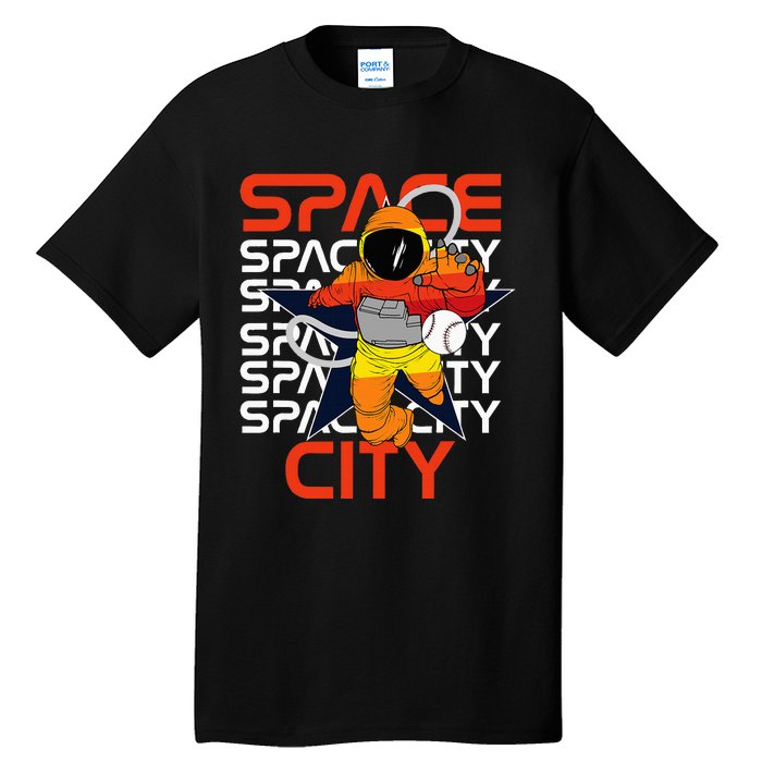 Htown Houston Space City Vintage Baseball Astronaut Tall T-Shirt