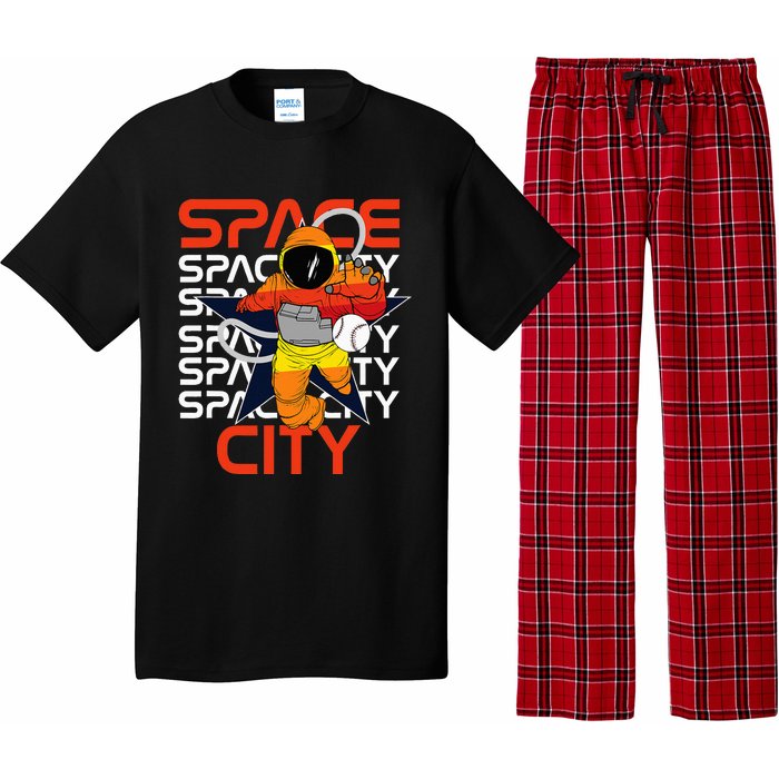 Htown Houston Space City Vintage Baseball Astronaut Pajama Set