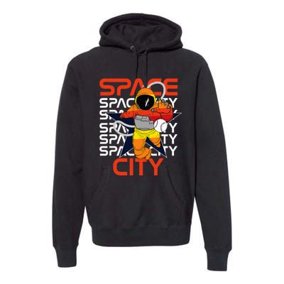 Htown Houston Space City Vintage Baseball Astronaut Premium Hoodie