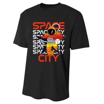 Htown Houston Space City Vintage Baseball Astronaut Performance Sprint T-Shirt