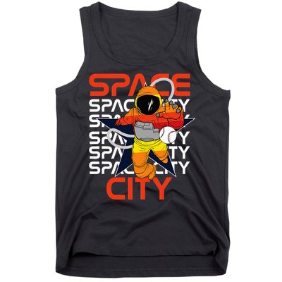 Htown Houston Space City Vintage Baseball Astronaut Tank Top