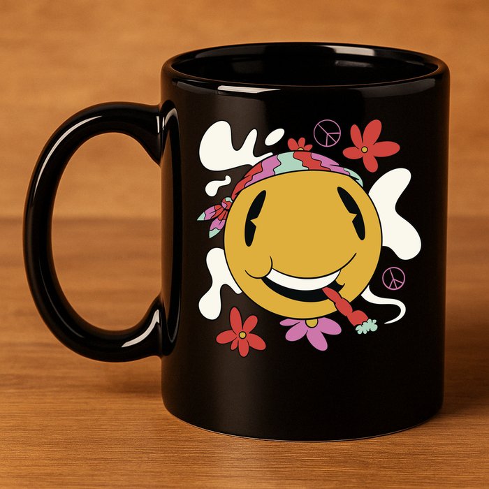 Happy Hippie Smoke 11oz C Handle Ceramic Mug