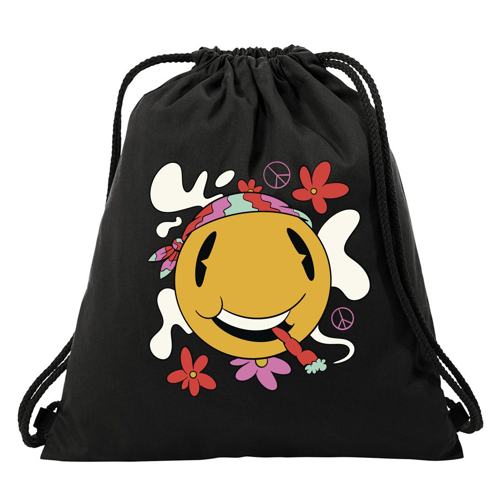 Happy Hippie Smoke Drawstring Bag