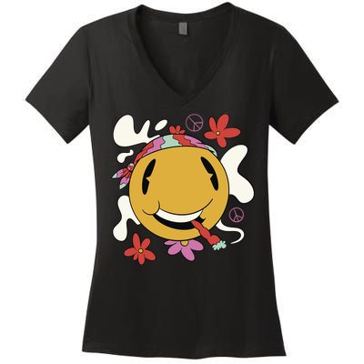 Happy Hippie Smoke Women's V-Neck T-Shirt