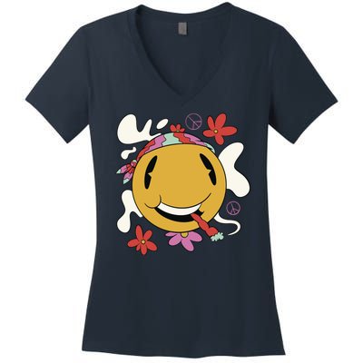 Happy Hippie Smoke Women's V-Neck T-Shirt