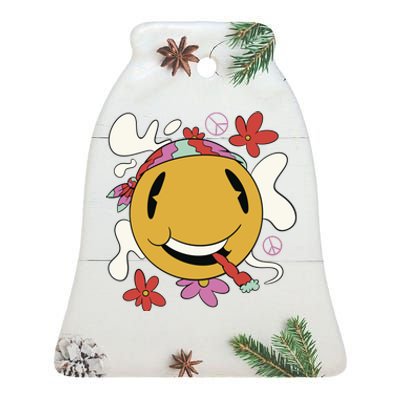 Happy Hippie Smoke Ceramic Bell Ornament