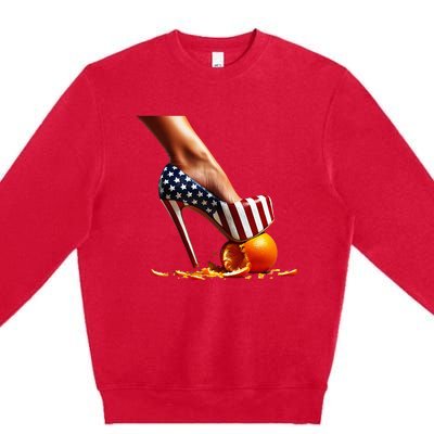 High Heels Squash Oranges; Kamala Harris Election Premium Crewneck Sweatshirt