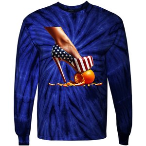 High Heels Squash Oranges; Kamala Harris Election Tie-Dye Long Sleeve Shirt