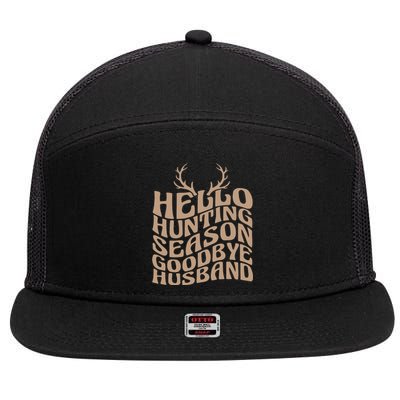 Hello Hunting Season Goodbye Boyfriend 7 Panel Mesh Trucker Snapback Hat