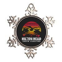 Hilton Head South Carolina Retro Sunset Style Beach Island Metallic Star Ornament