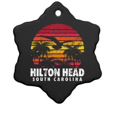 Hilton Head South Carolina Retro Sunset Style Beach Island Ceramic Star Ornament