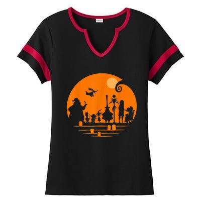 He Halloween Silhouette Ladies Halftime Notch Neck Tee