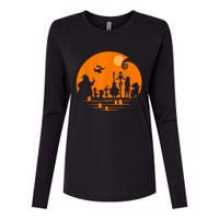 He Halloween Silhouette Womens Cotton Relaxed Long Sleeve T-Shirt