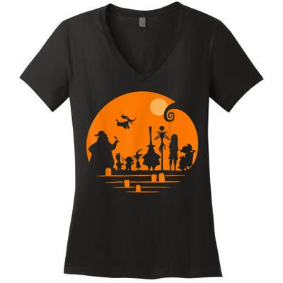 He Halloween Silhouette Women's V-Neck T-Shirt