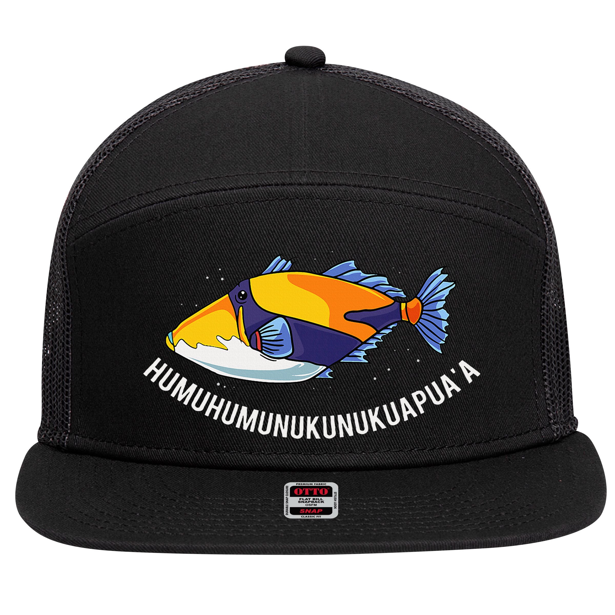 HumuhumunukunukuapuaA Hawaiian State Fish 7 Panel Mesh Trucker Snapback Hat