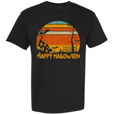 Happy Halloween Spooky Bats Vintage Sunset Garment-Dyed Heavyweight T-Shirt