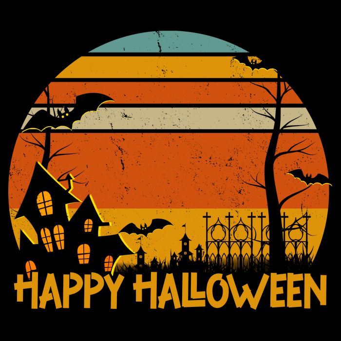 Happy Halloween Spooky Bats Vintage Sunset Doggie Tank