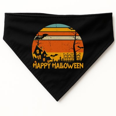 Happy Halloween Spooky Bats Vintage Sunset USA-Made Doggie Bandana