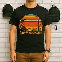 Happy Halloween Spooky Bats Vintage Sunset T-Shirt