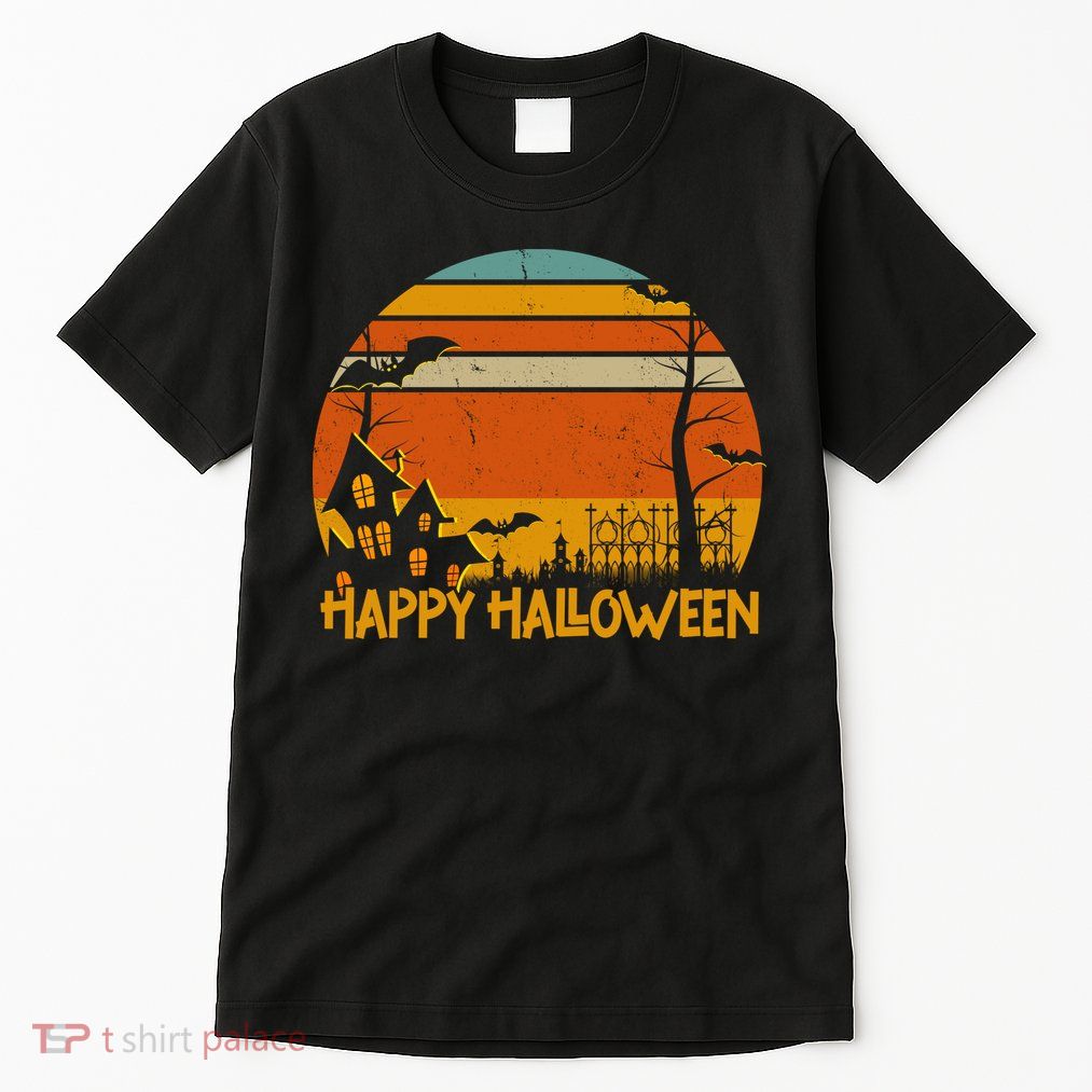 Happy Halloween Spooky Bats Vintage Sunset Tall T-Shirt