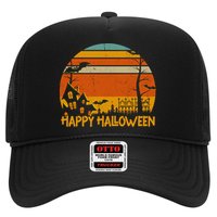 Happy Halloween Spooky Bats Vintage Sunset Trucker Hat